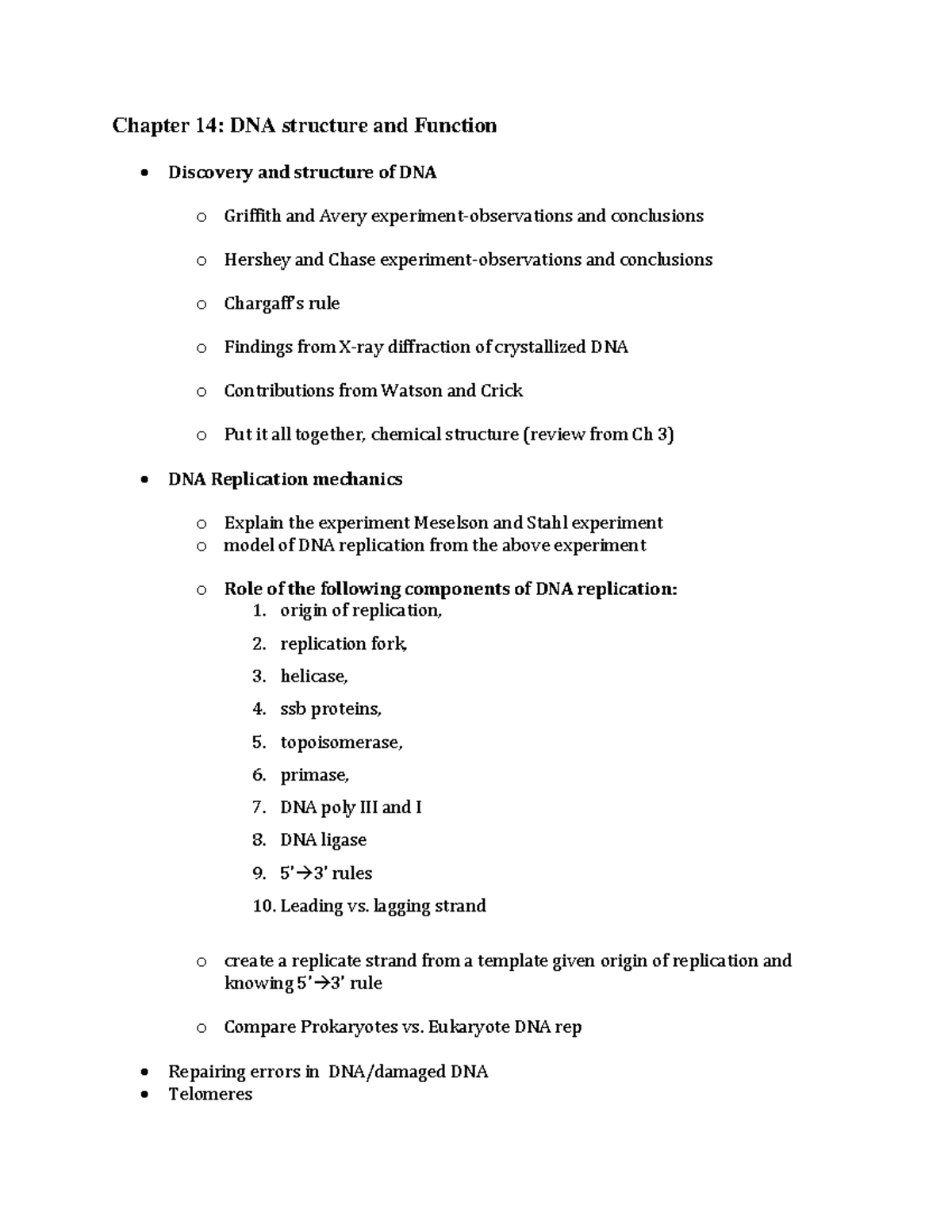 Chapter 14 - DNA structures and function Dr. Janani Gopalakrishnan ...