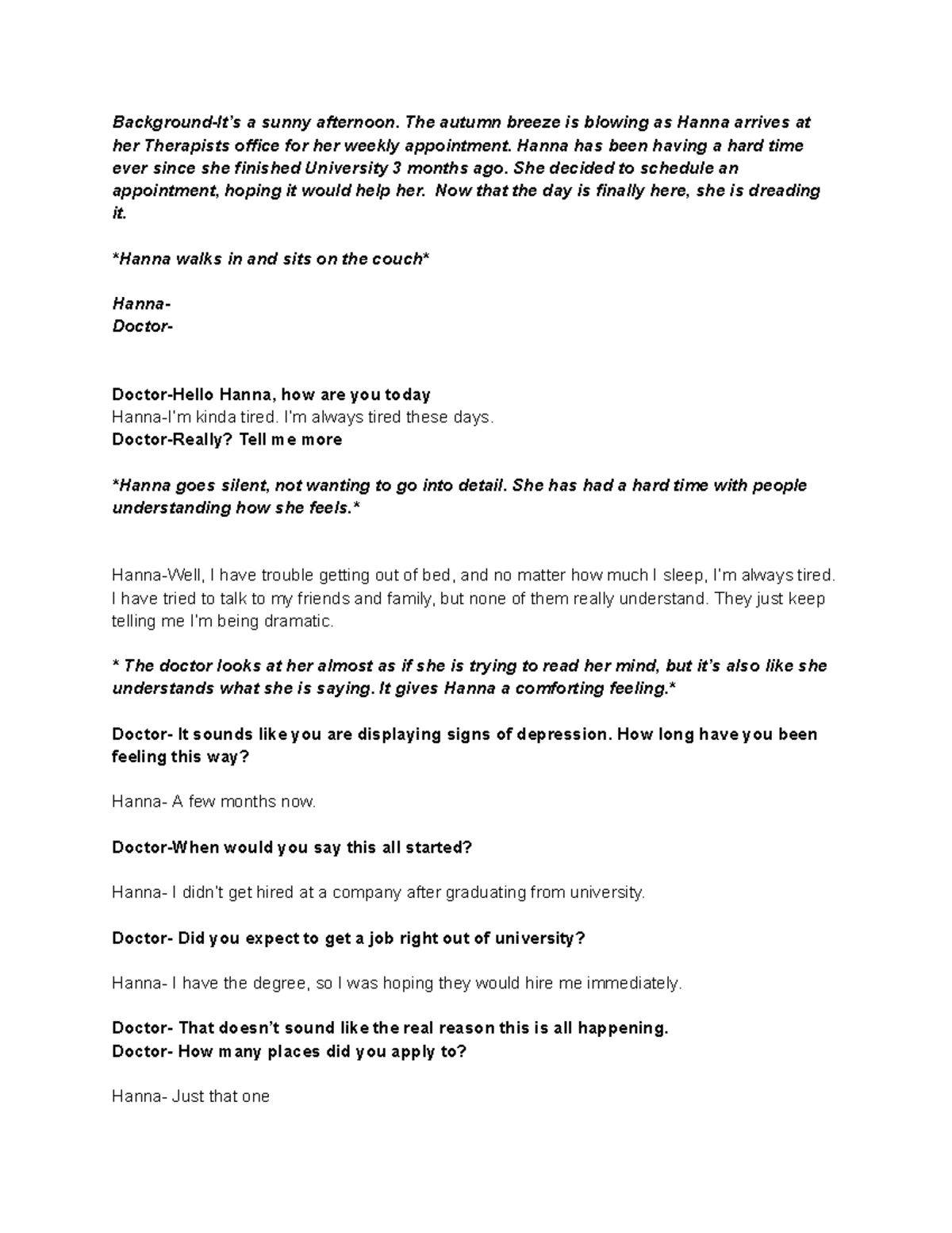 Video Interview Script - Background-It’s a sunny afternoon. The autumn ...