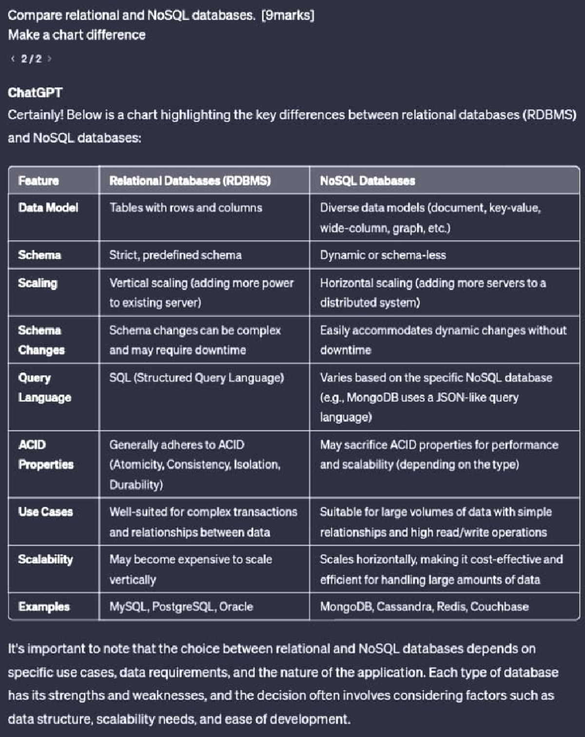 Adbms PYQ Paper - Helpful - Compare relational and NosQL databases ...