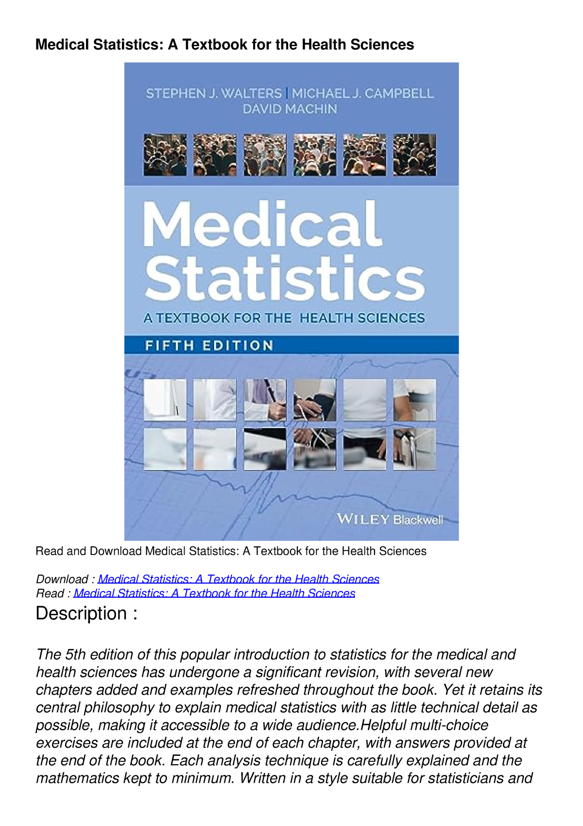 statistics for medical research pdf