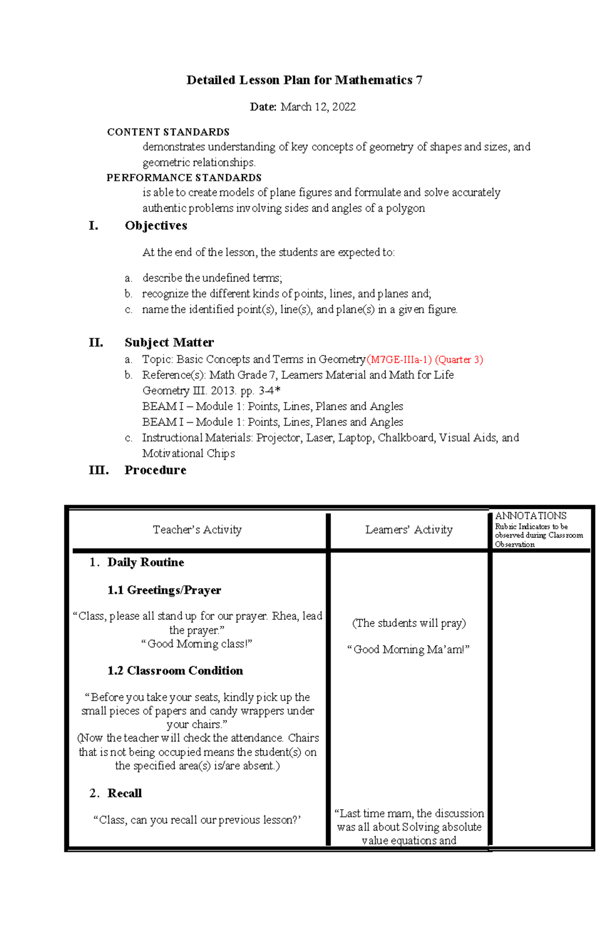 COT 2 Lesson PLAN Undefined Terms - Detailed Lesson Plan for ...