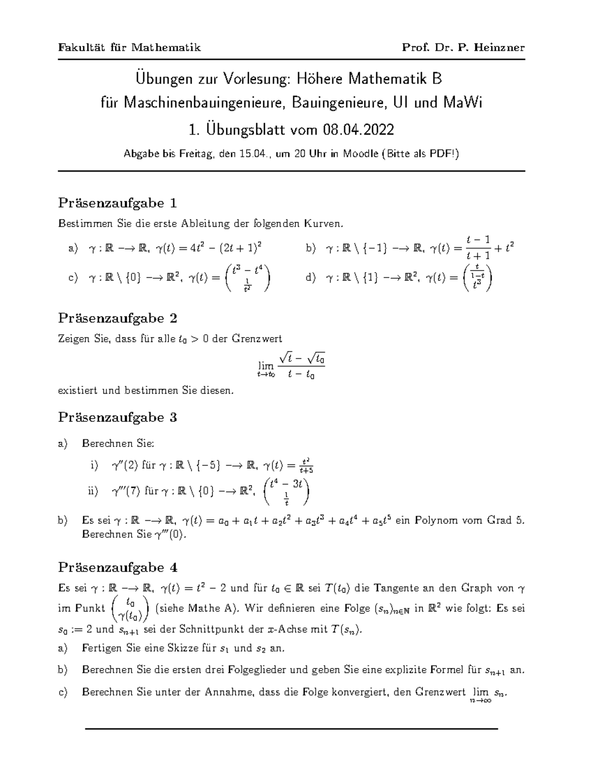 Mathe B - Übungsblatt 1 - Hausaufgaben - Fakult ̈at F ̈ur Mathematik ...