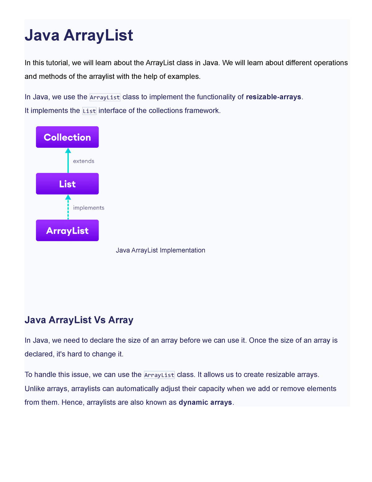 1 Java Array List Java Arraylist In This Tutorial We Will Learn About The Arraylist Class In 2643