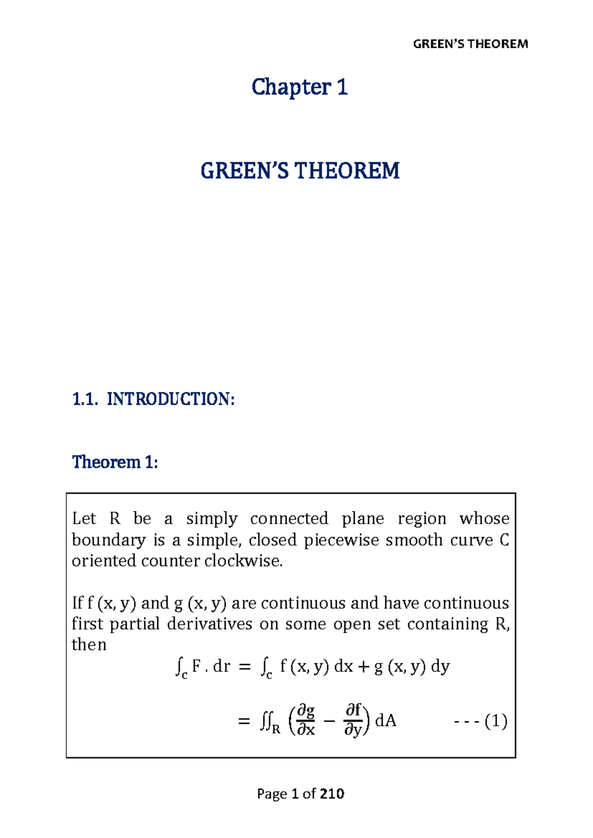 Module 2 - Sample - Greens theorem more problems - Chapter 1 GREEN’S ...