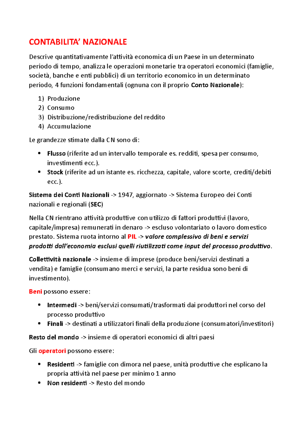 Contabilita Nazionale CONTABILITA’ NAZIONALE Descrive