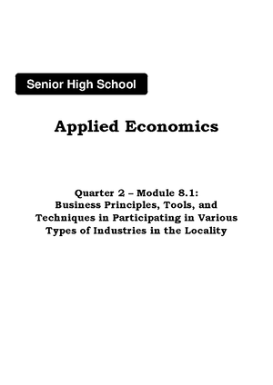 Grade 8 Q1- Module - 1 - Applied economics - ENGLISH Quarter 1 – Module ...