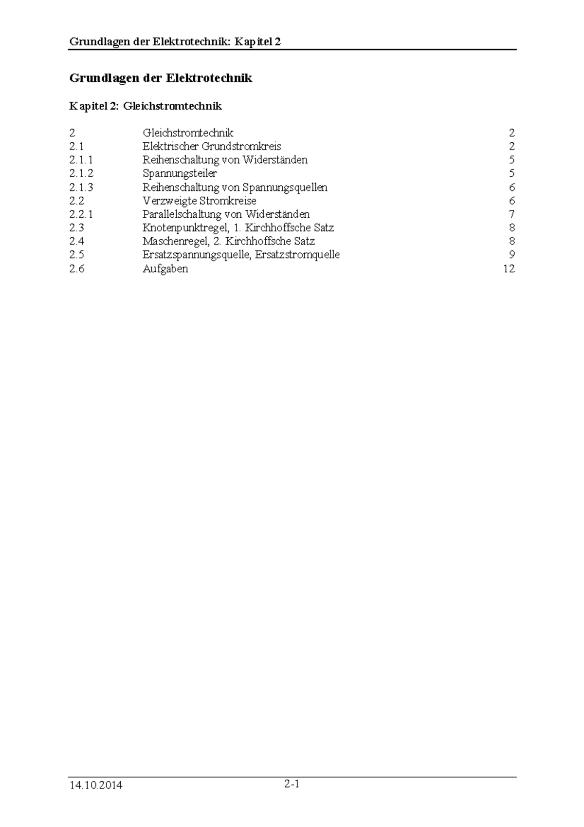 Et 1-2 - Vorlesungsnotizen 1 - Grundlagen Der Elektrotechnik 2 ...