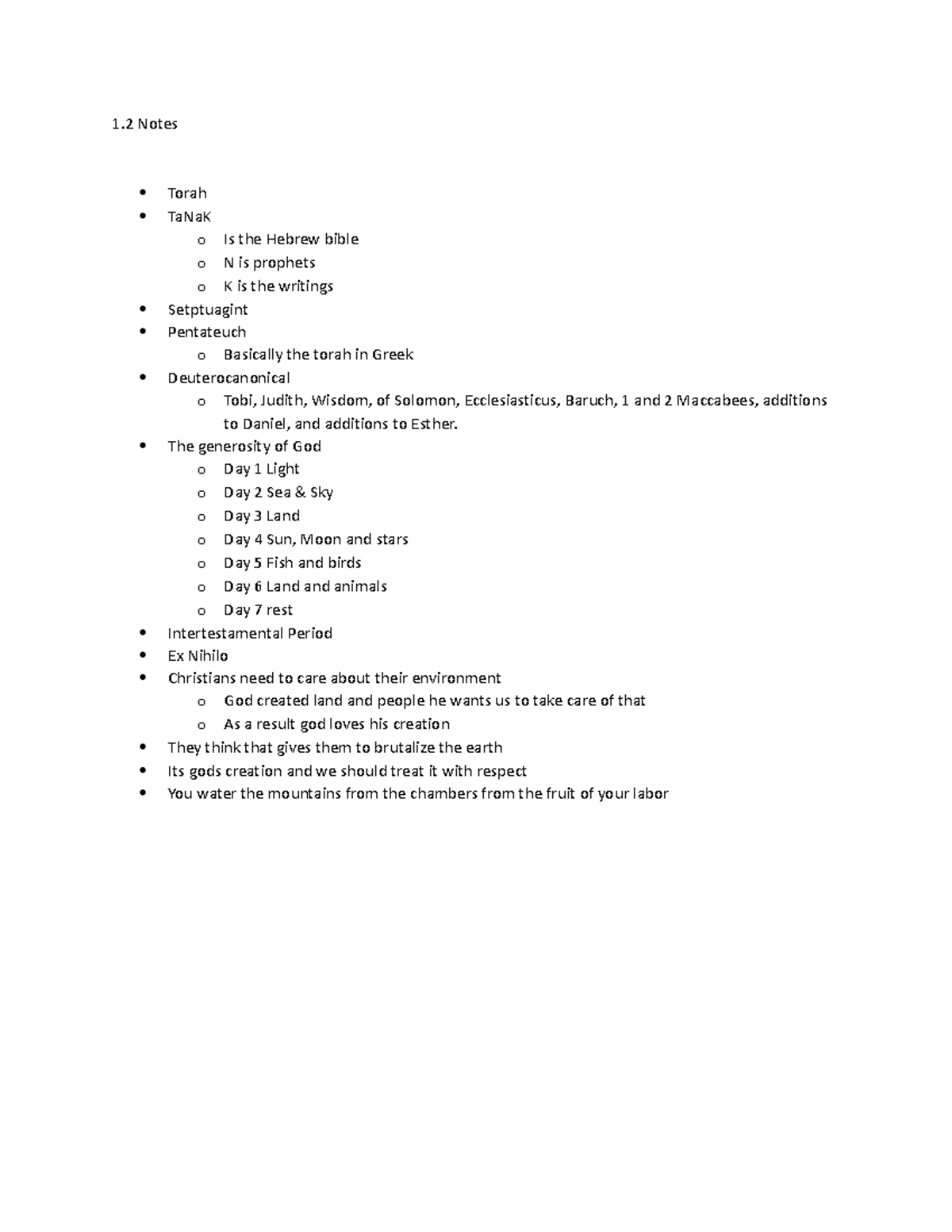 1.2 notes - 1 Notes Torah TaNaK o Is the Hebrew bible o N is prophets o ...