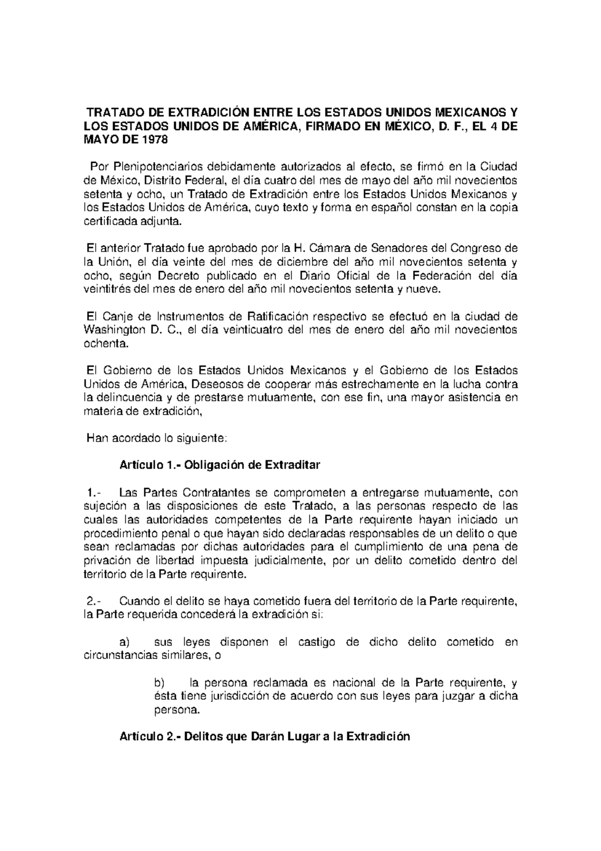 Tratado Extradicionentre Mexicoy Usa Tratado De ExtradiciÓn Entre Los Estados Unidos Mexicanos