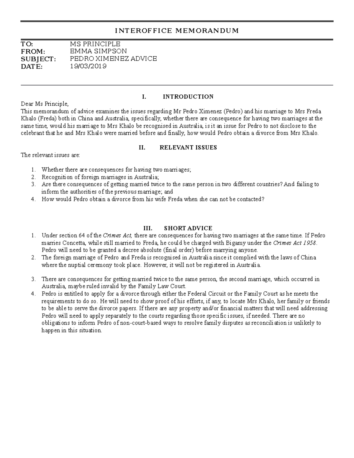 Interoffice memorandum draft one - INTEROFFICE MEMORANDUM TO: FROM ...