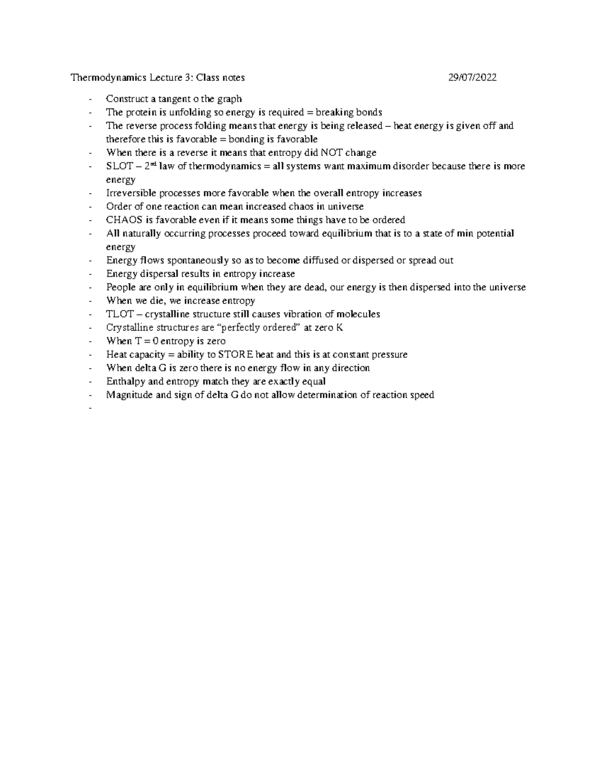Thermodynamics lecture 3 class notes - Thermodynamics Lecture 3: Class ...