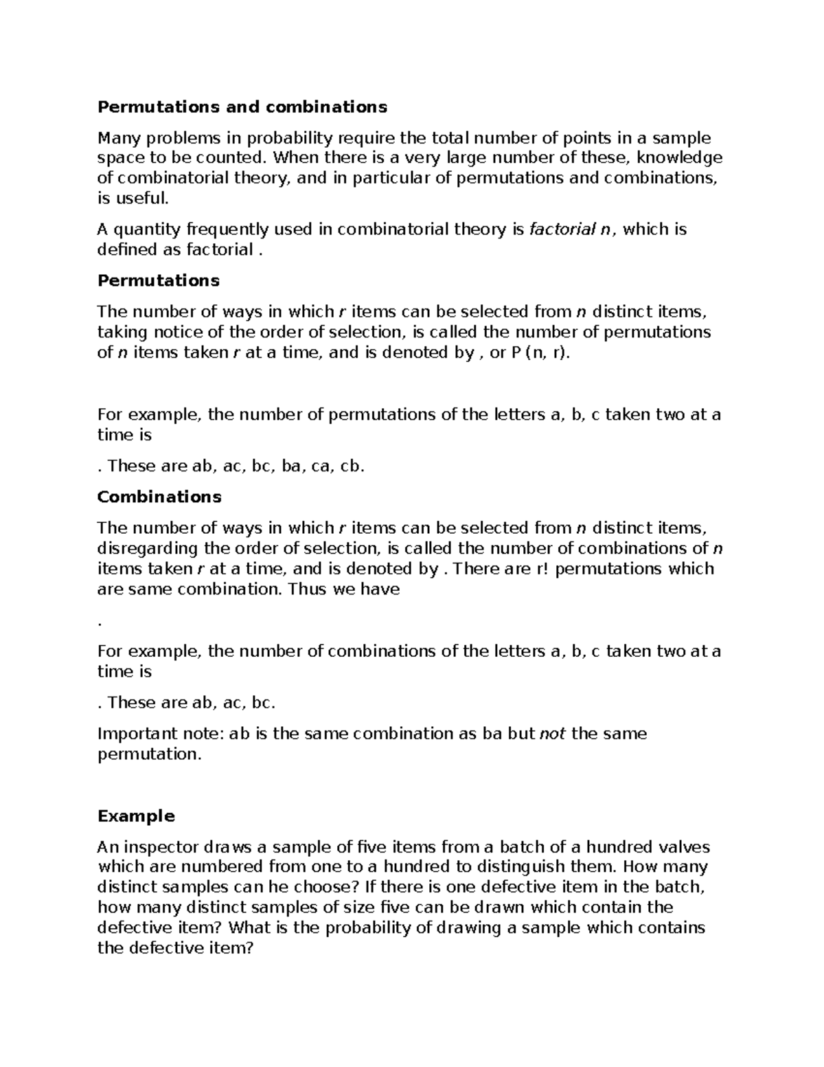 STA205-WEEK1 prob - Permutations and combinations Many problems in ...