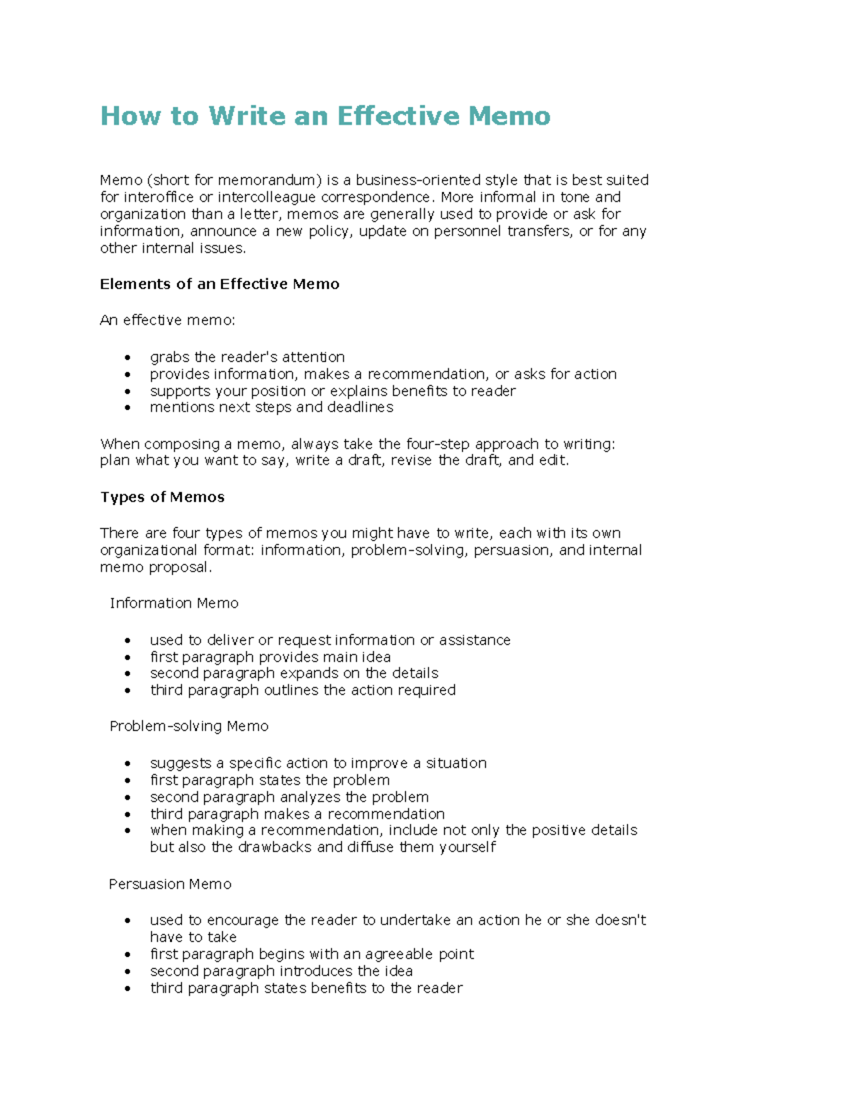 Howto Writea Memo 2 memorandum How to Write an Effective Memo Memo