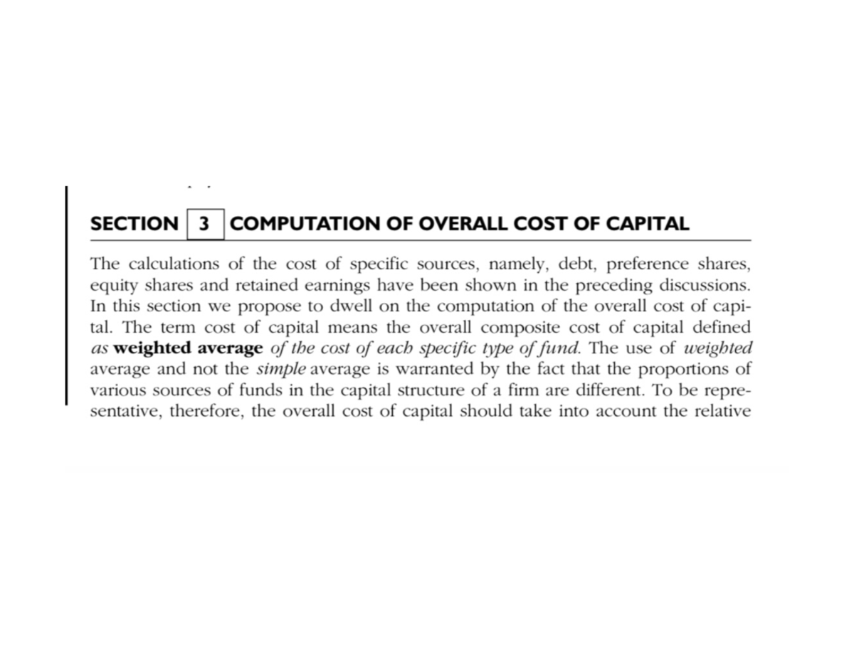 Computation OF Overall COST OF Capital - Financial Management - Studocu