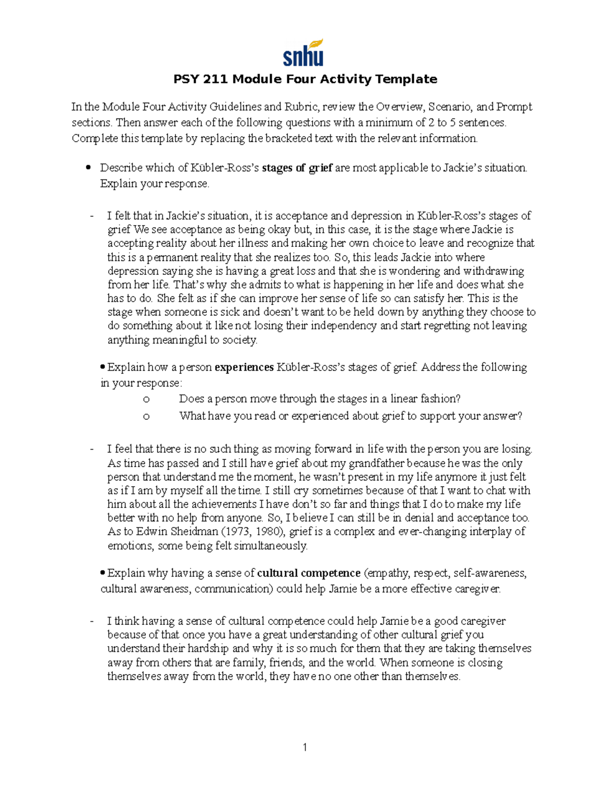 PSY 211 Module 4-1 Activity Template - PSY 211 Module Four Activity ...