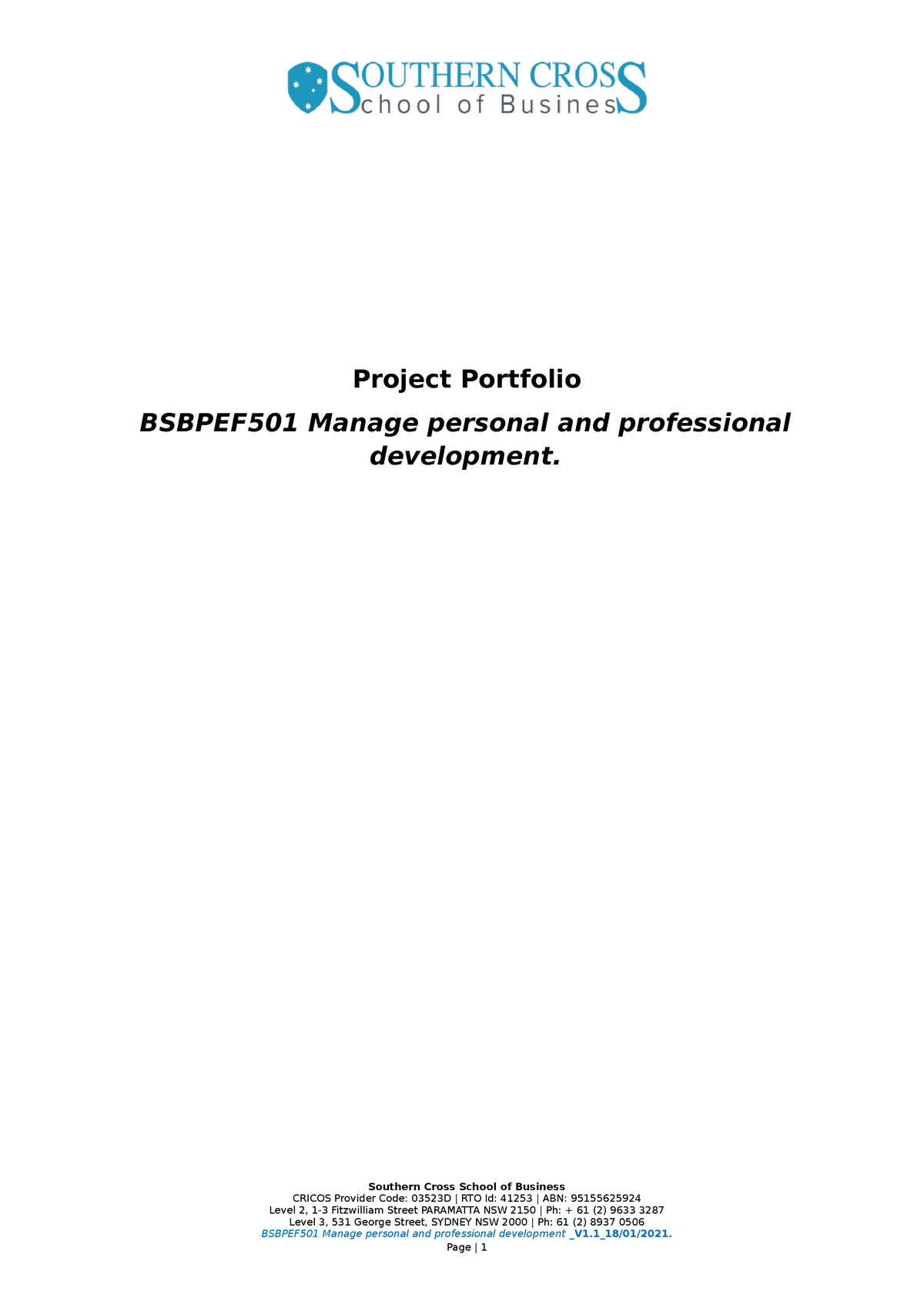 Bsbpef 501 Project Portfolio - Project Portfolio BSBPEF501 Manage ...