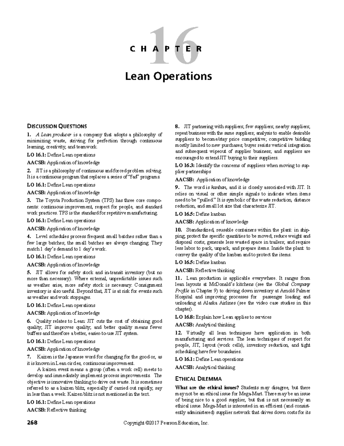 Hr Om12 Ism Ch16 - Text Book Solution - 16 CHAPTER Lean Operations ...