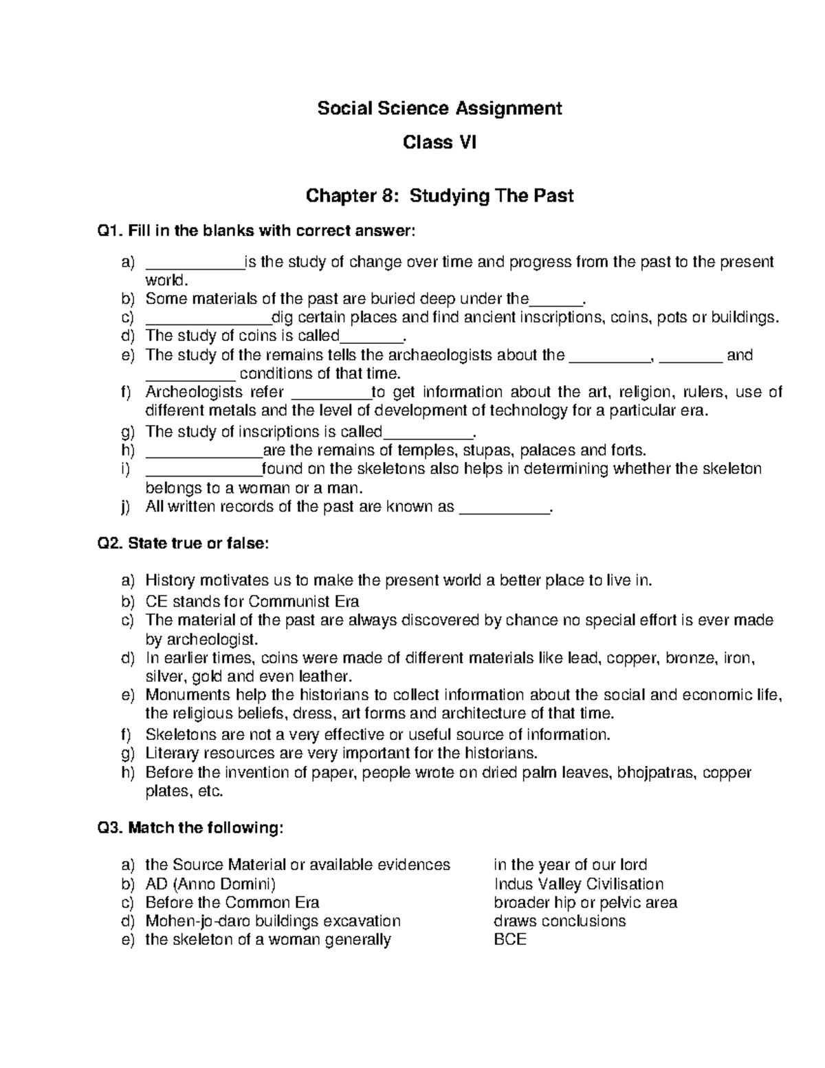 social science assignment class 9