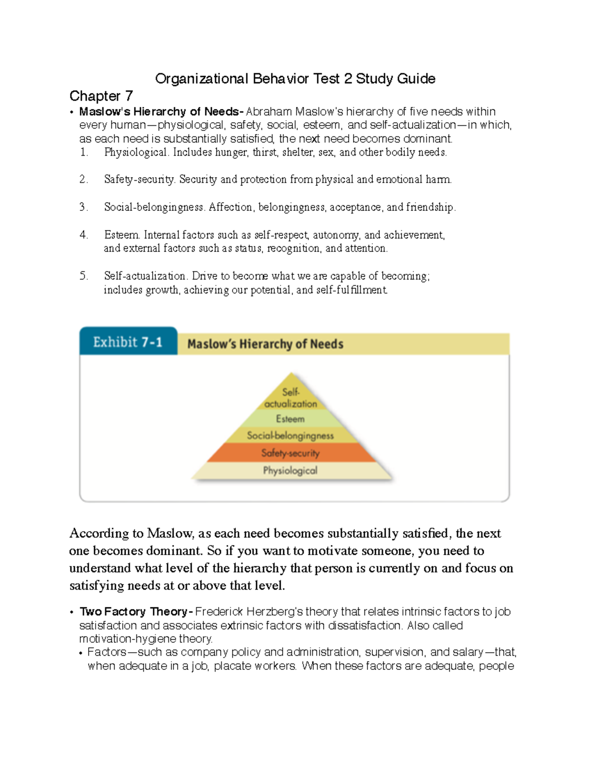 Organizational Studguide Test 2 - Organizational Behavior Test 2 Study ...