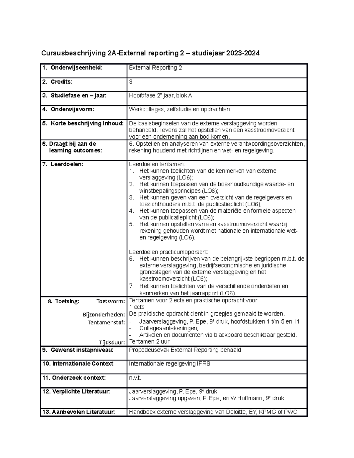 Studiehandleiding 2-EREP2 2023-2024 - Cursusbeschrijving 2A-External ...