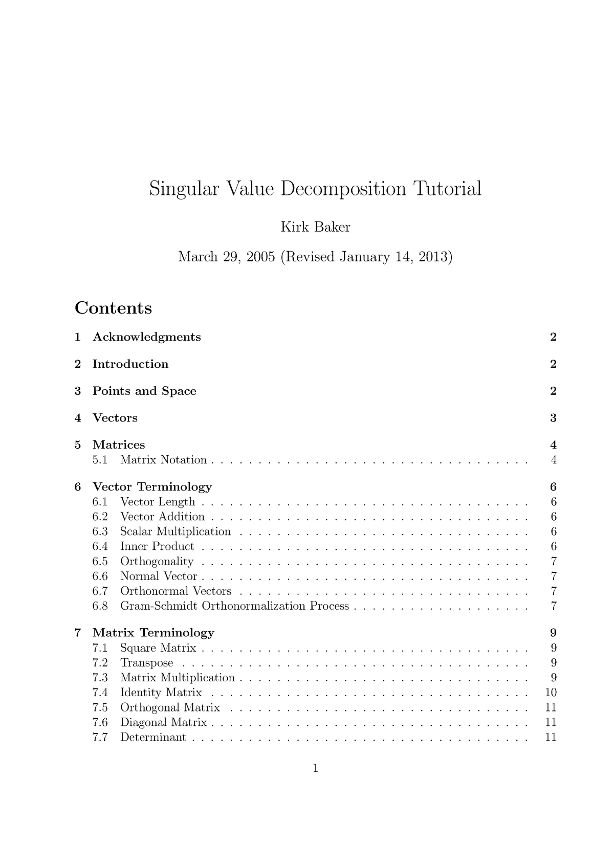 Singular Value Decomposition Lecture Notes Tutorial Week 1 - Singular ...