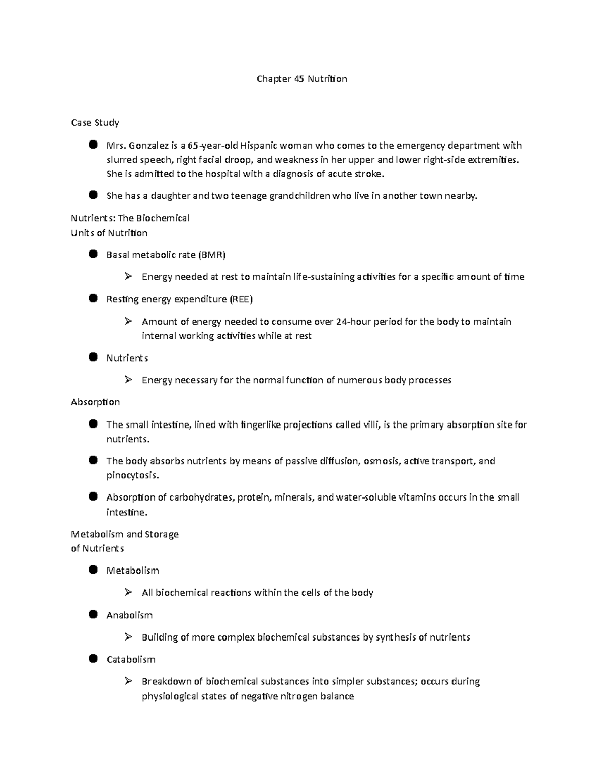 Chapter 45 Nutrition.docx Student Outline - Chapter 45 Nutrition Case ...