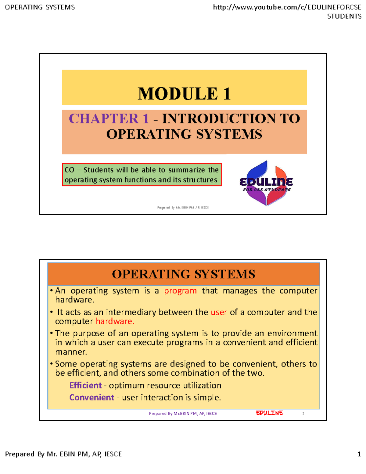 Module 1 chapter 1 - operating system 3rd semester - STUDENTS MODULE 1 ...