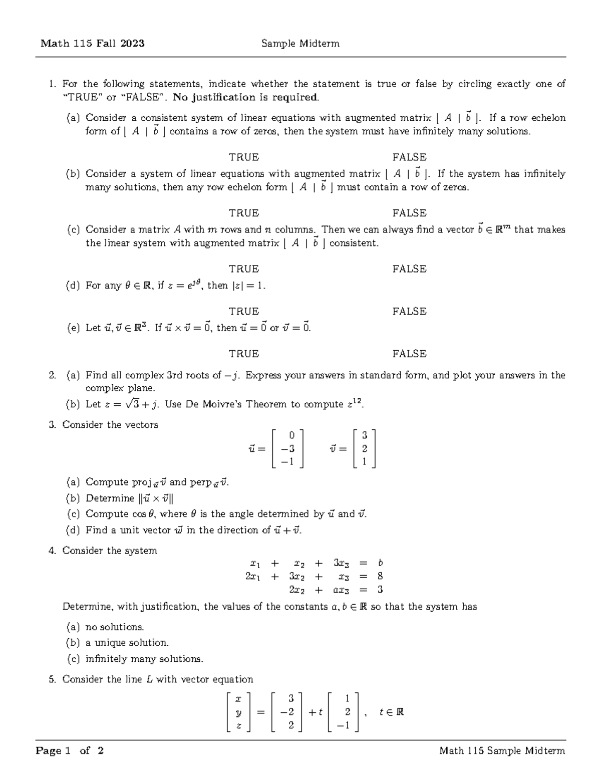 Math 115 Fall 2023 Sample Midterm - Math 115 Fall 2023 Sample Midterm ...