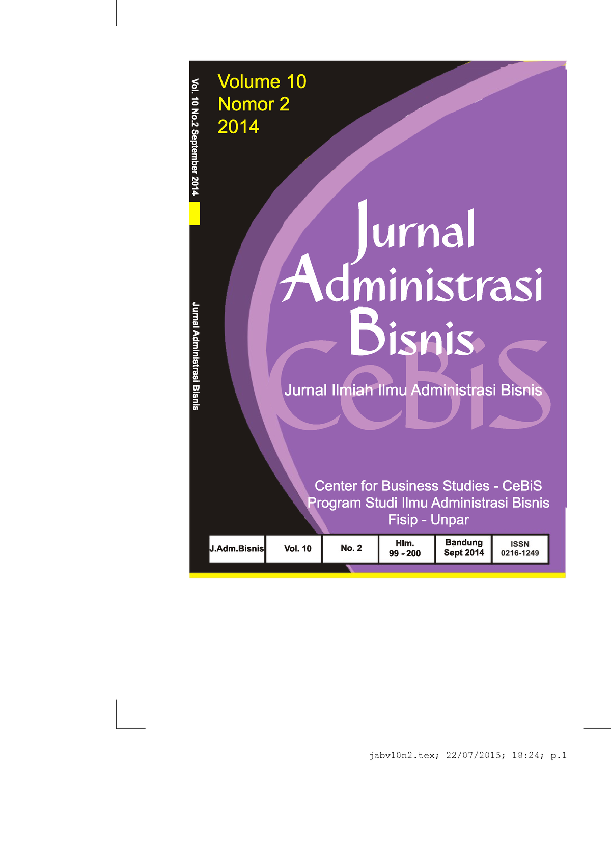 Jurnal - Volume 10, Nomor 2, Tahun 2014 Jurnal Administrasi Bisnis (JAB ...