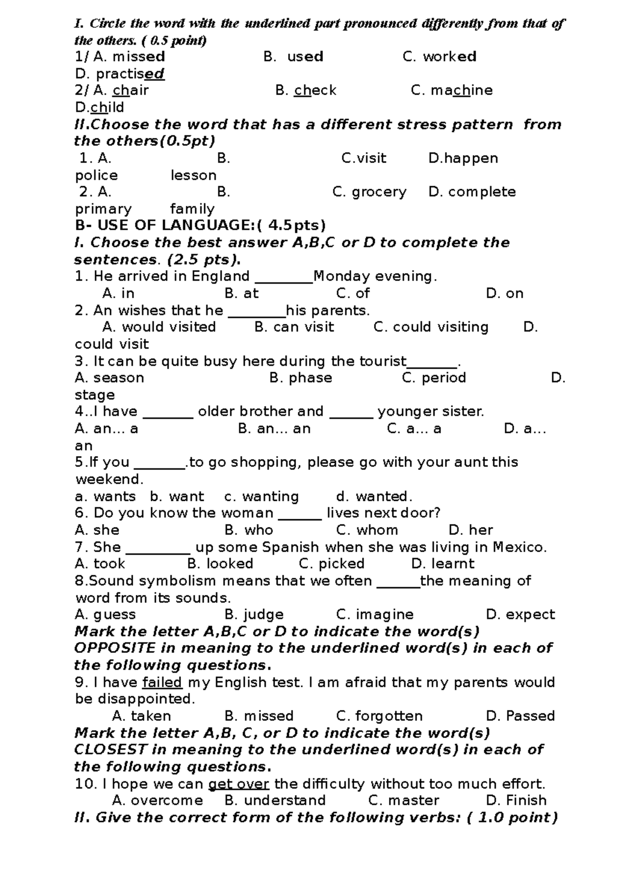 anh-9-mid-term-test-for-grade-9-i-circle-the-word-with-the