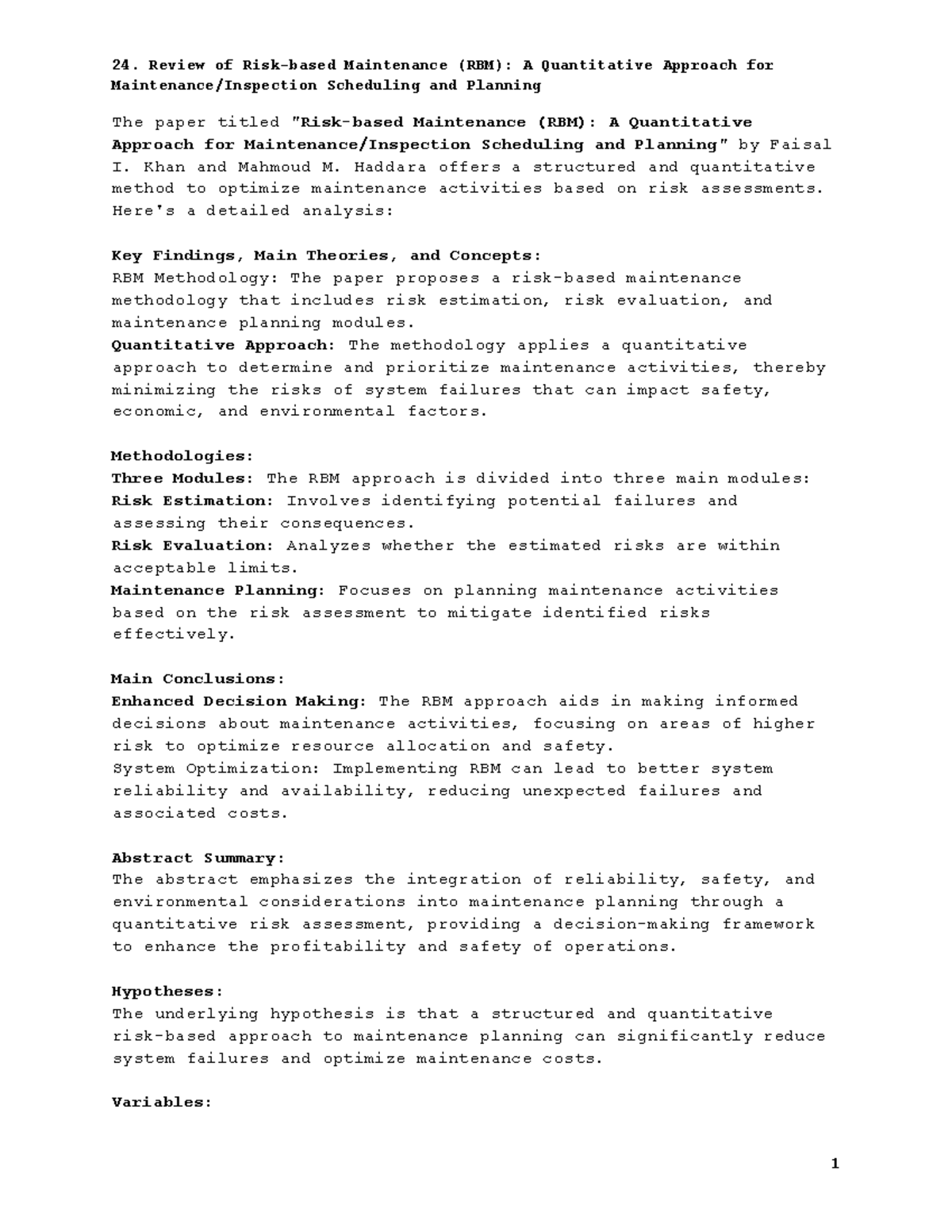 24. Review of Risk-based Maintenance (RBM) A Quantitative Approach for ...