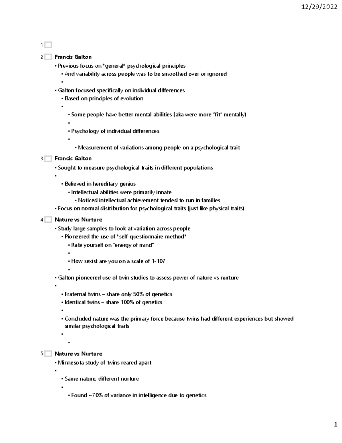 Chapter 7 psy 430 - lecture notes - 12/29/ 1 Francis Galton Previous ...