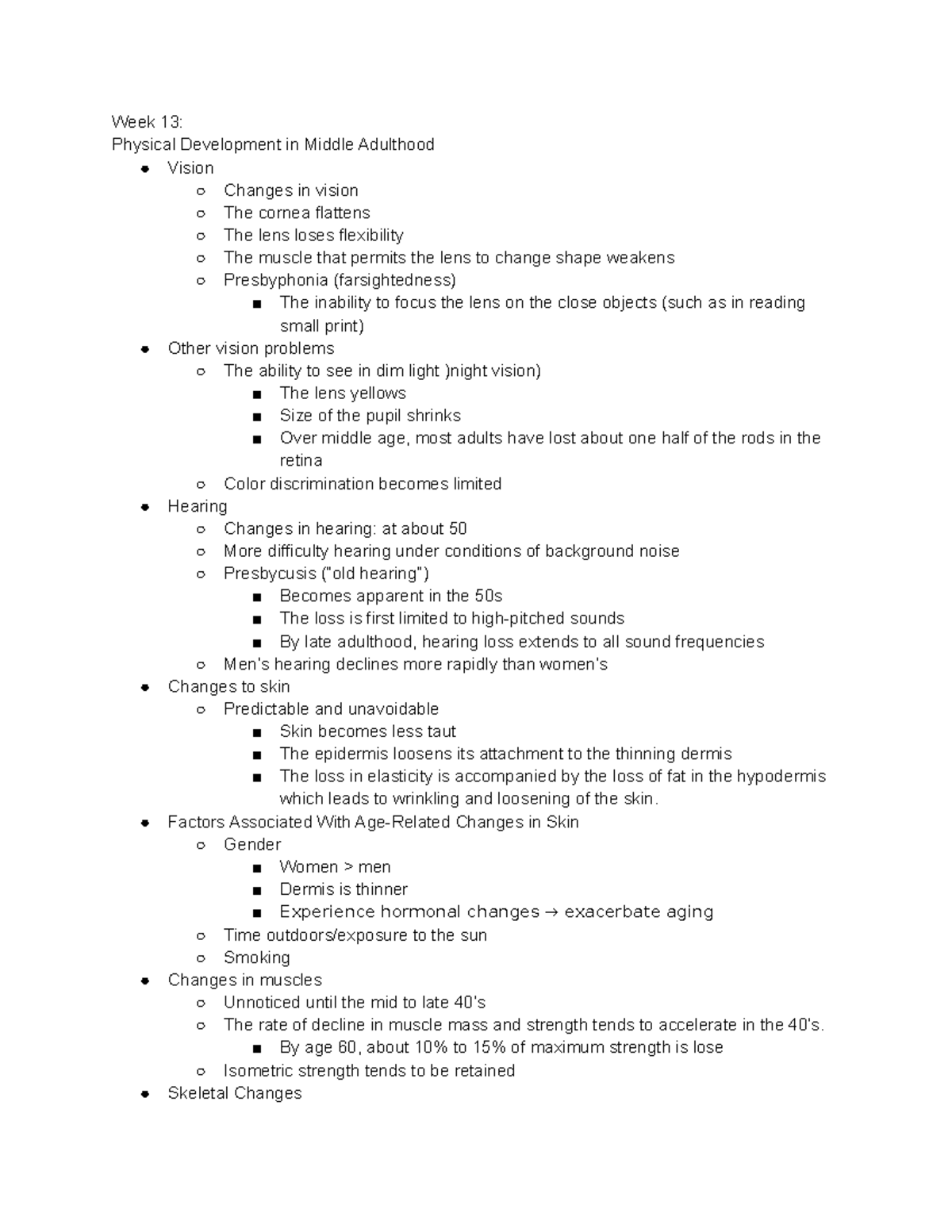 HD FS 102 Notes (starting at week 13) - Week 13: Physical Development ...