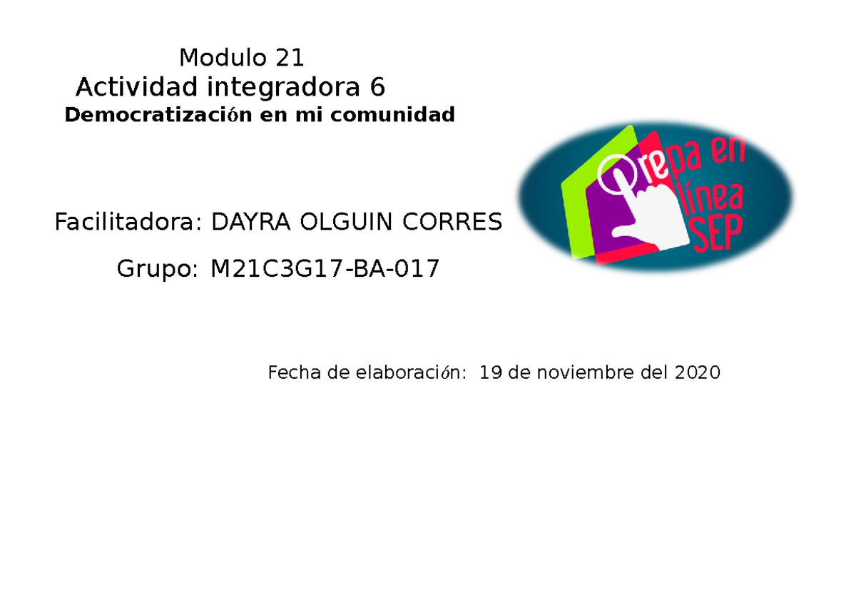 M21S3AI6 - Democratización en mi comunidad - Modulo 21 Actividad