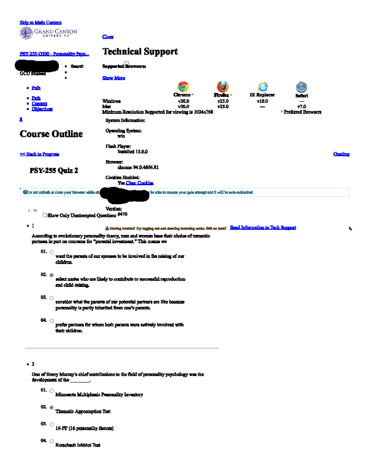 Quiz 2 - Grade A 72/80 - PSY-255 - GCU - Studocu