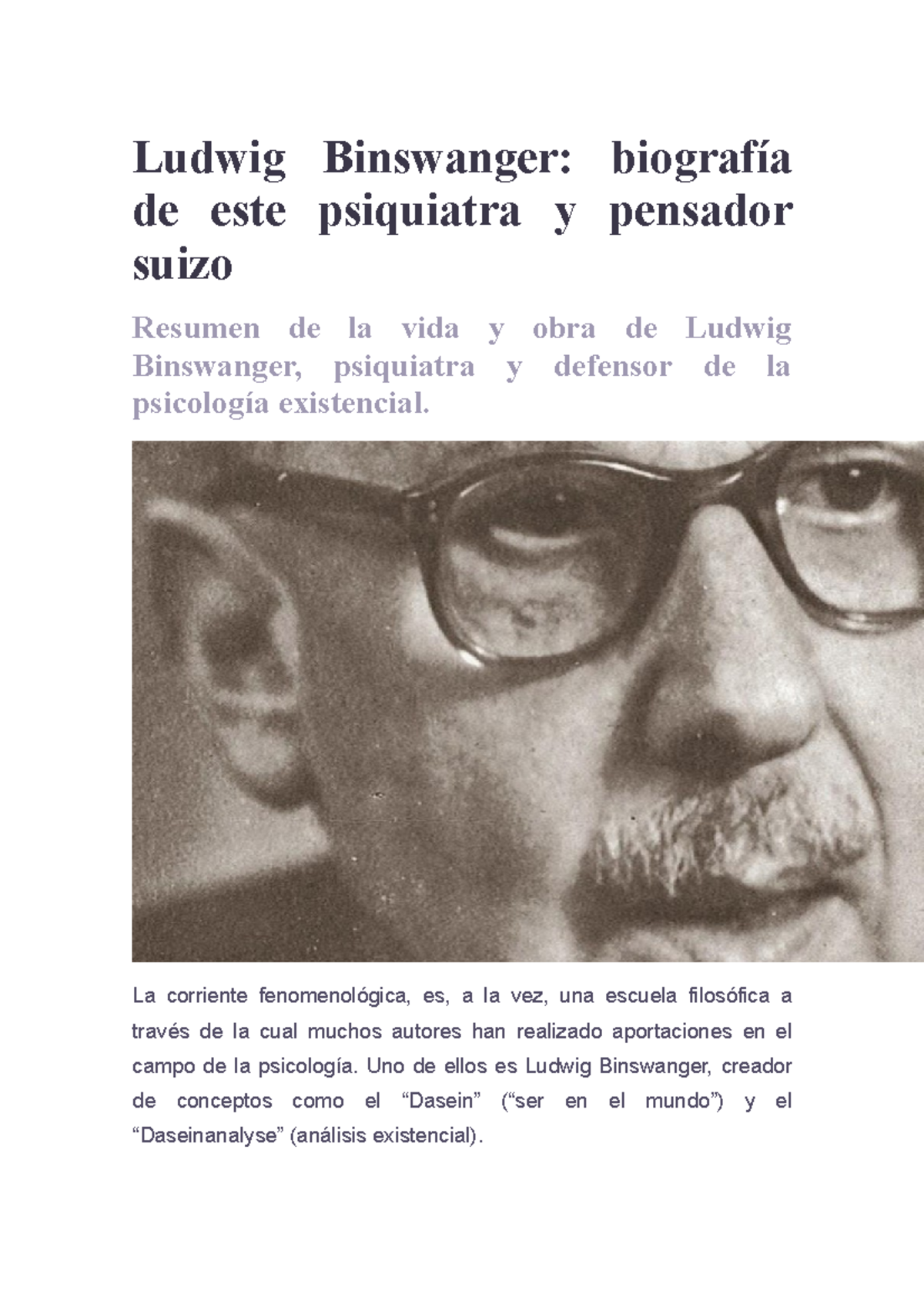 Ludwig Binswanger Biografía - Ludwig Binswanger: biografía de este ...