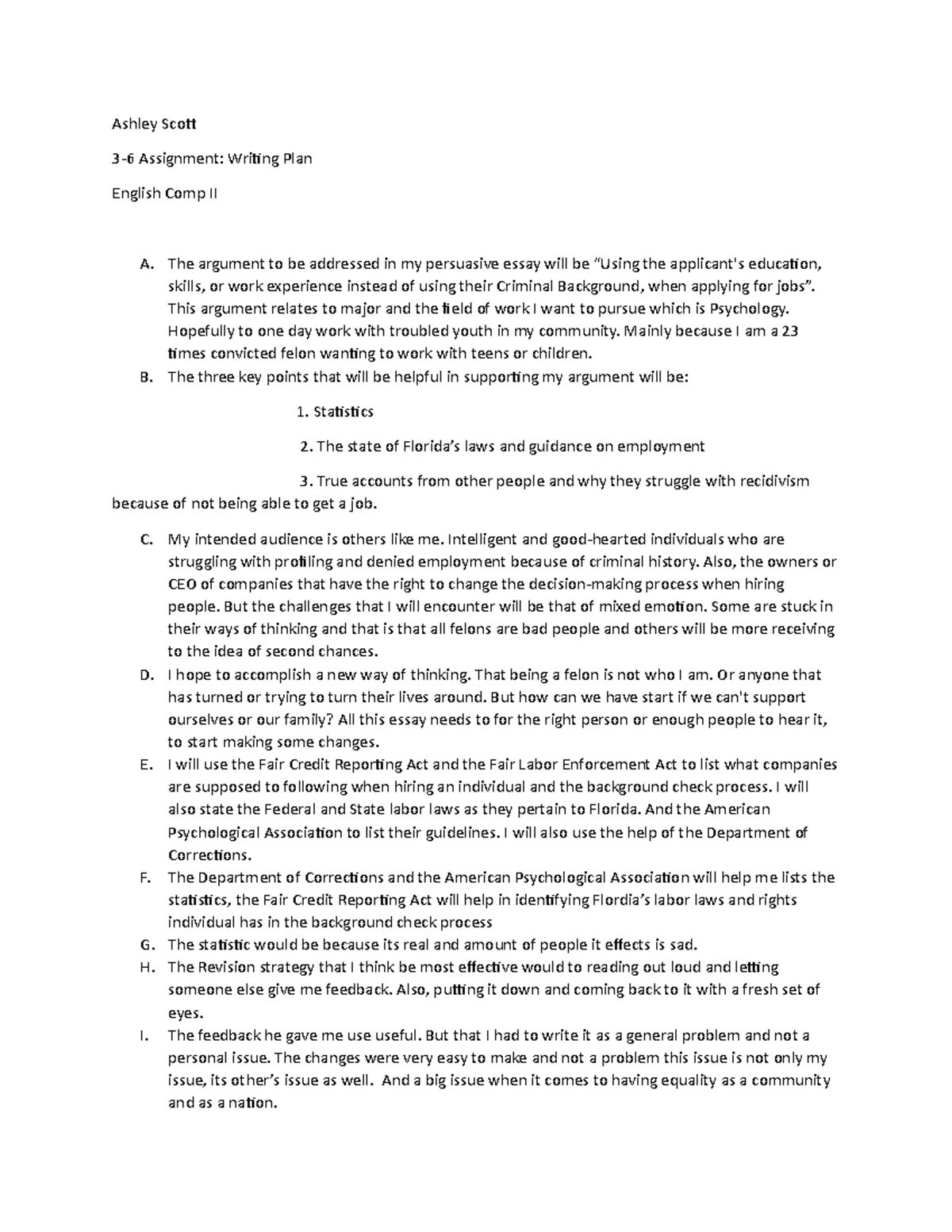 Writing plan-Argument - Ashley Scot 3-6 Assignment: Writing Plan ...