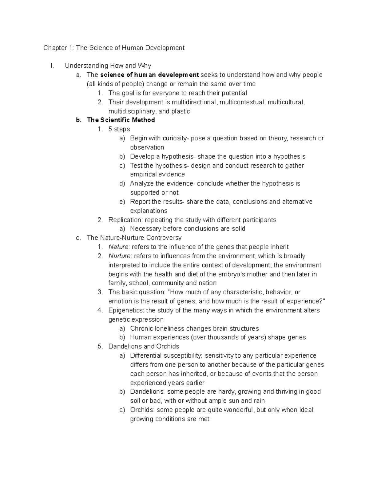 Developmental Notes Exam 1 - Chapter 1: The Science of Human ...