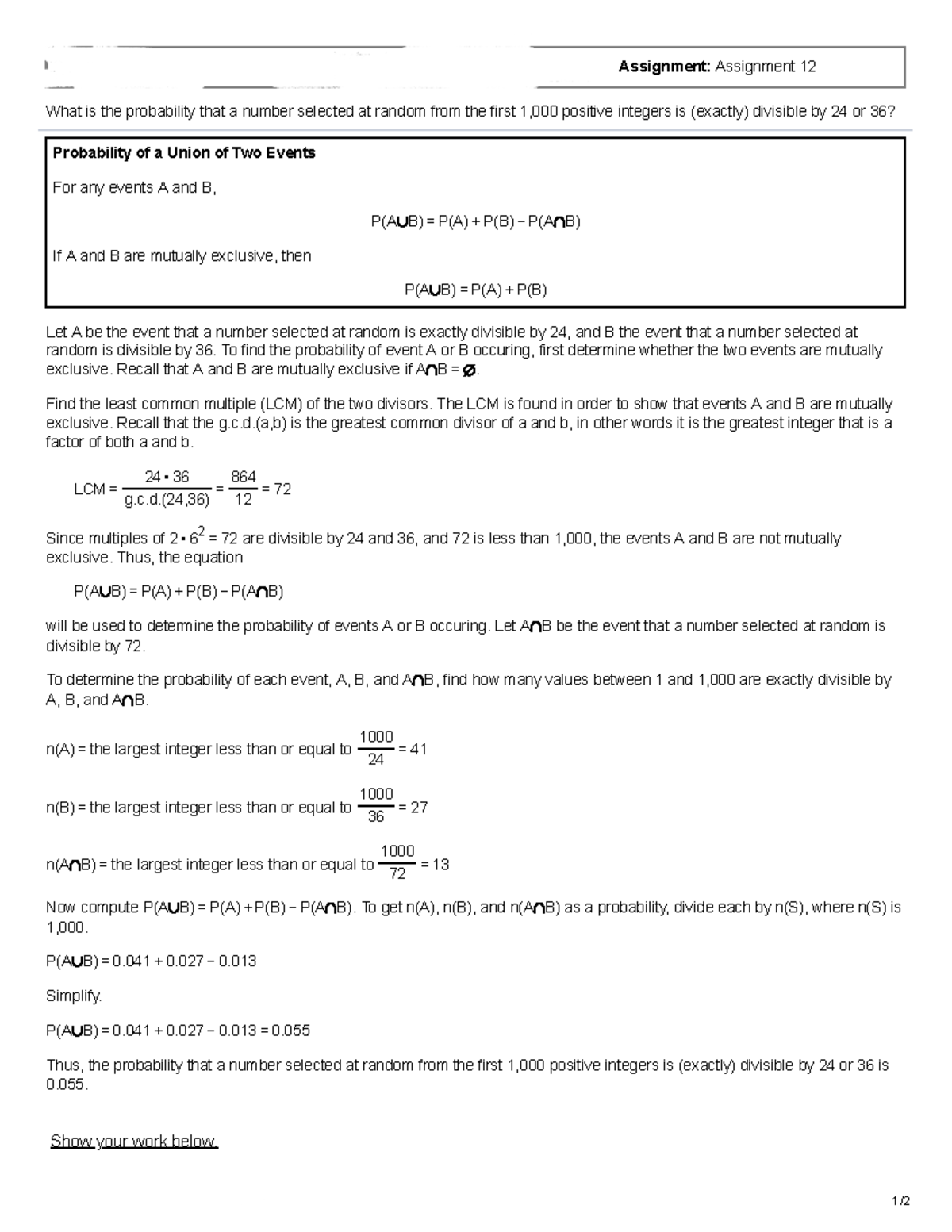 Assignment #12-Q1 help - MATH 208 - Concordia - Studocu