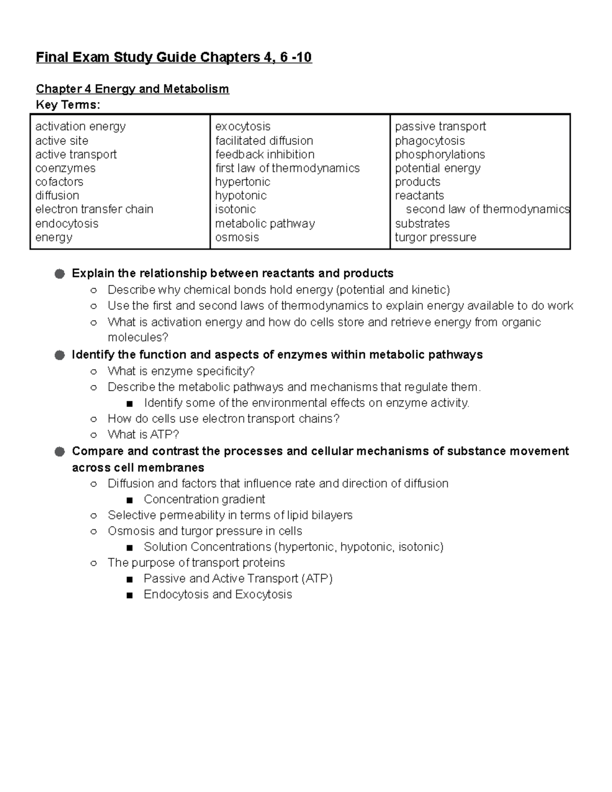 2021 Final Exam Study Guide Ch 4, 6-10 - Final Exam Study Guide ...