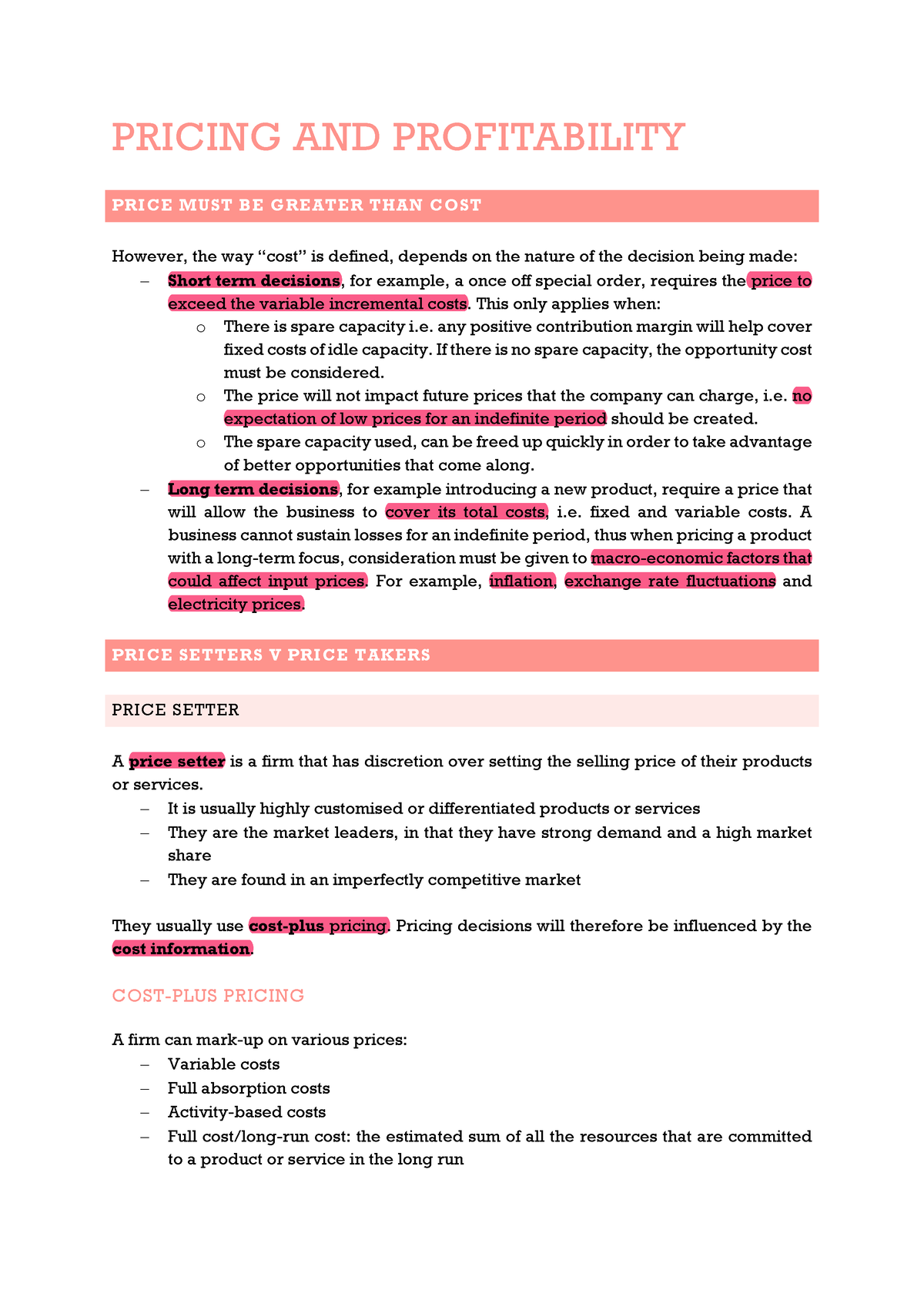 Pricing AND Profitability - PRICING AND PROFITABILITY PRICE MUST BE ...