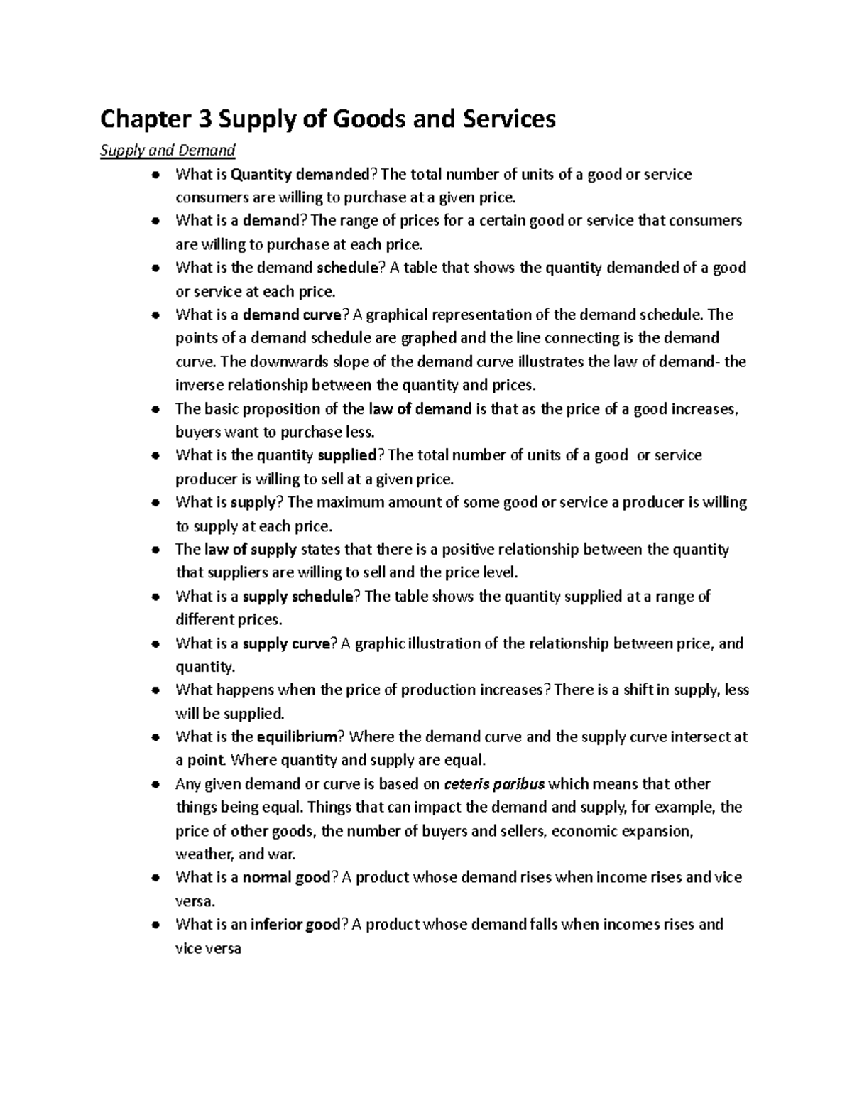 Macroeconomics Chapter Notes #3,6 - Chapter 3 Supply of Goods and ...