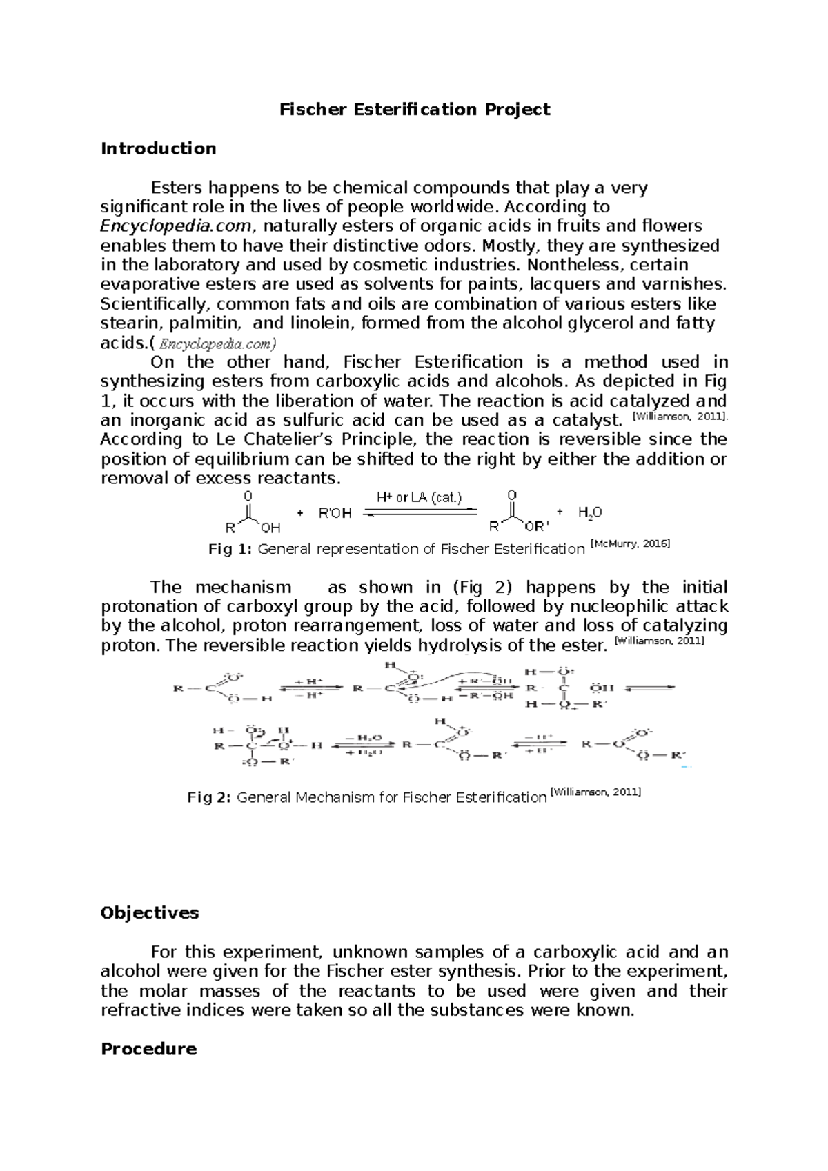 FS - Fisher Esterification Lab report - Fischer Esterification Project ...