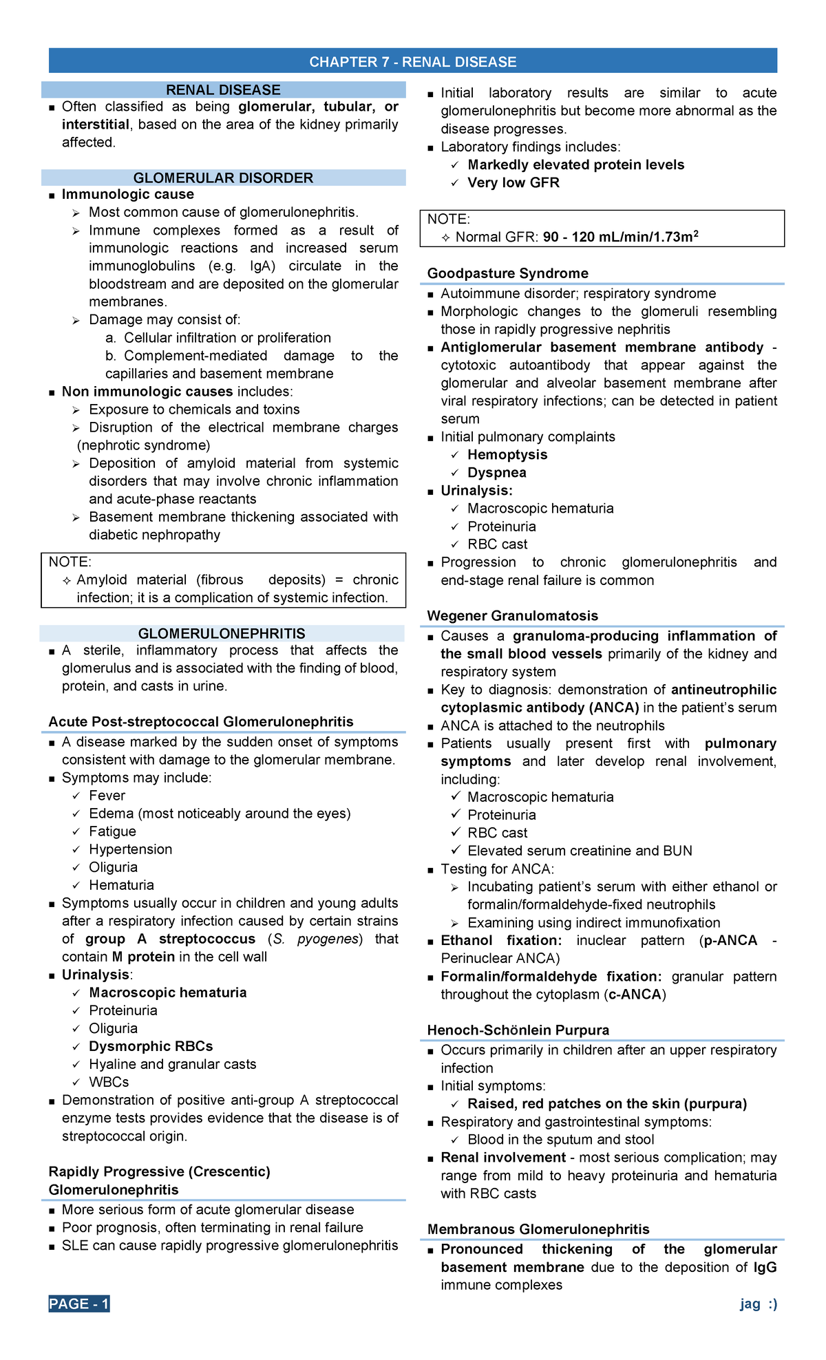 Chapter 7 - Clinical Microscopy - RENAL DISEASE Often classified as ...