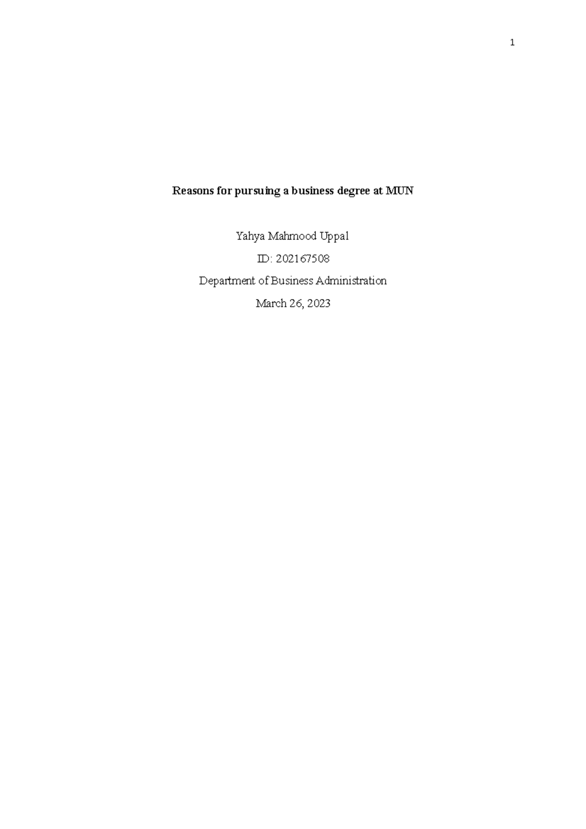 Business writing assgnm 1 - 1 Reasons for pursuing a business degree at ...