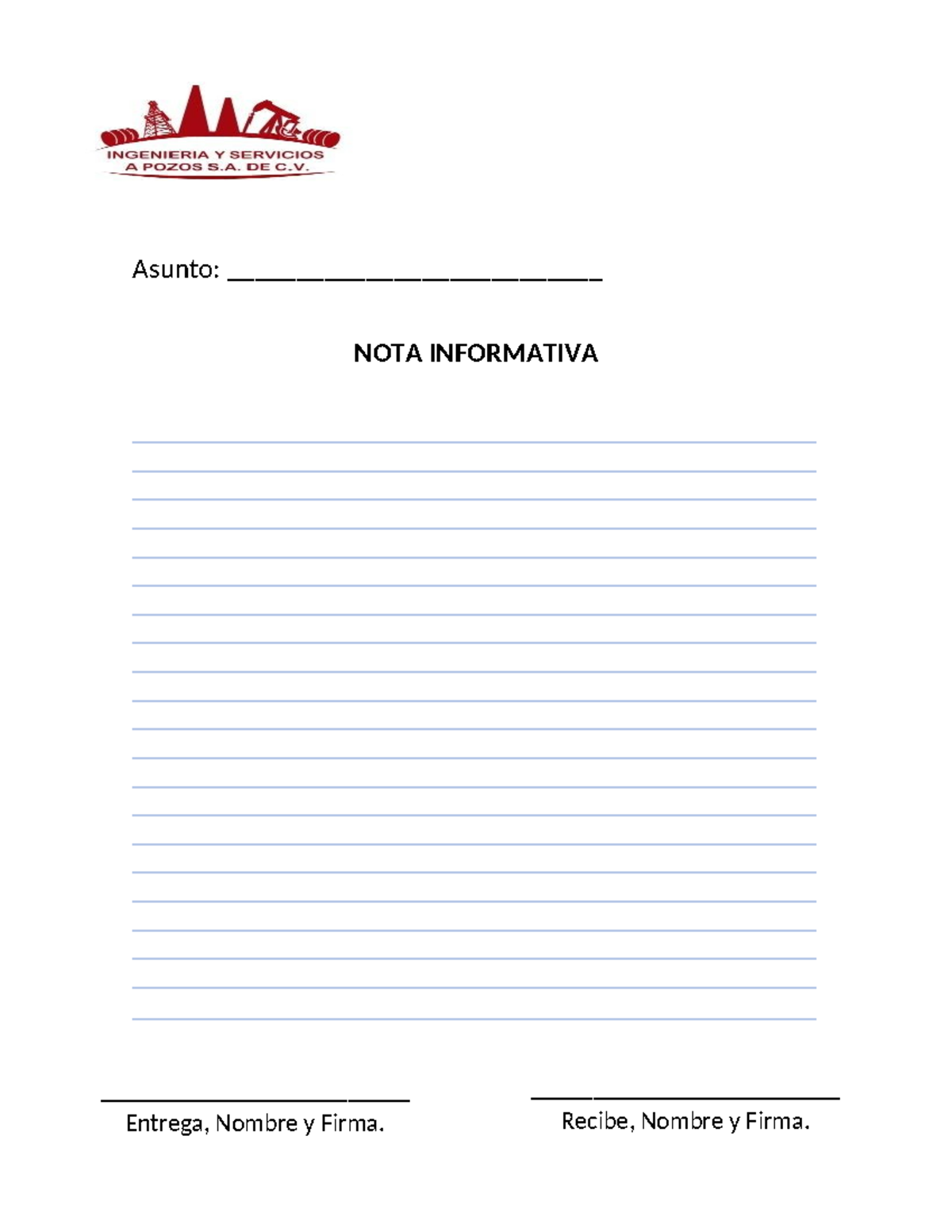 05 Nota informativa - Asunto: ___________________________ NOTA ...