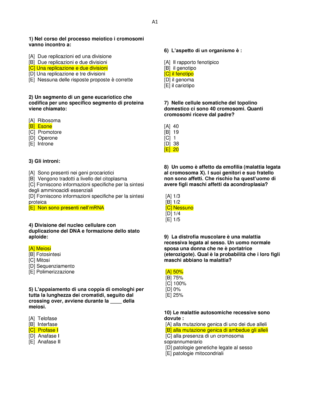 3 Con Risposta Esempio Prova D Esame Domande Risposte A1 1 Nel