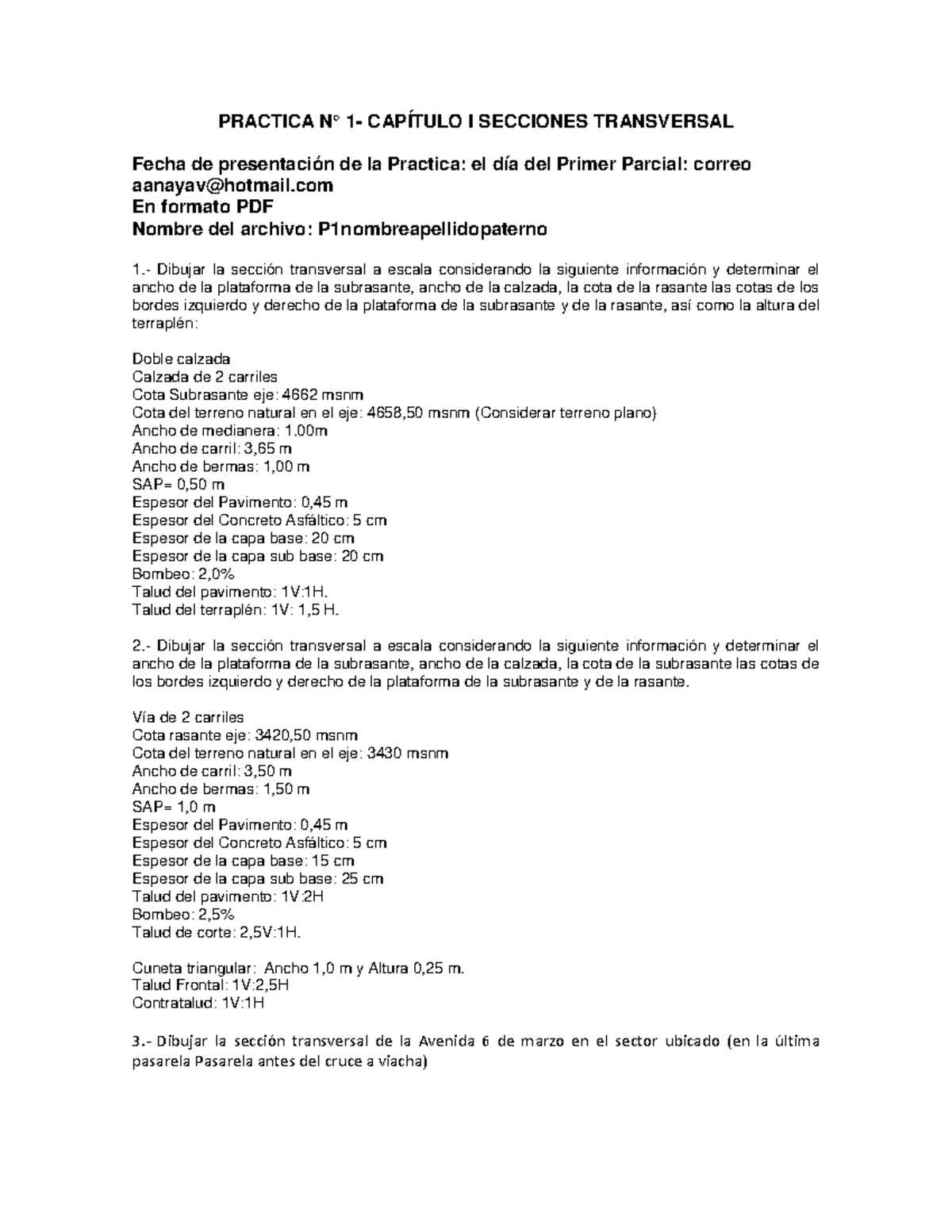 Practica 2021 - PRACTICA N° 1- CAPÍTULO I SECCIONES TRANSVERSAL Fecha ...