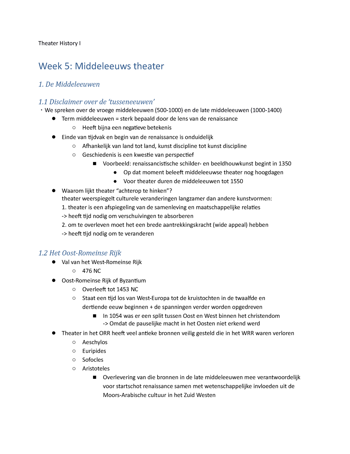 week-5-summary-theater-history-i-week-5-middeleeuws-theater-1-de