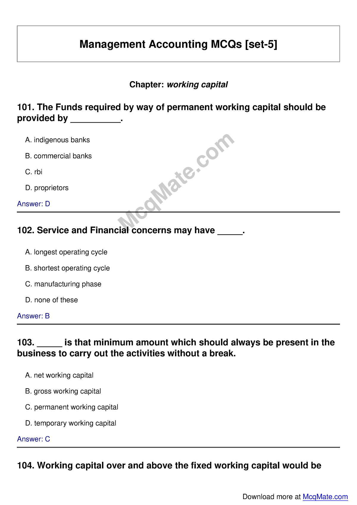 Management-accounting Solved MCQs [set-5] Mcq Mate - Management ...